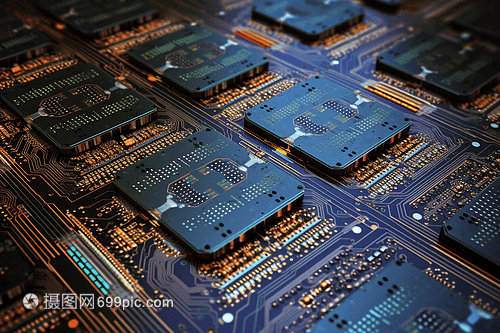 互聯(lián)互通 微芯片概念圖中的集成電路設(shè)計(jì)智慧